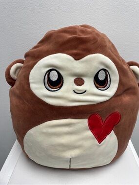 Plush Monkey Pillow with Red Heart Accent Momo the Monkey 12” Squishmallow